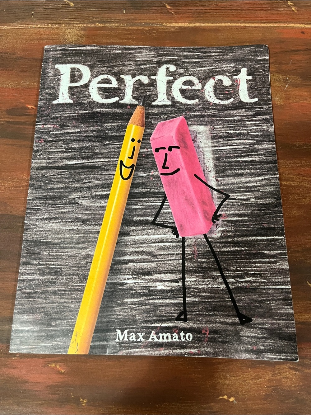 Scholastic Kids Book Cover Featuring Yellow Pencil and Pink Eraser - "Perfect"